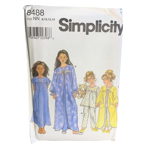 Simplicity Girls Sleepwear Sewing Pattern Size 8 10 12 14 8488 - Uncut 1990s - Picture 1 of 4